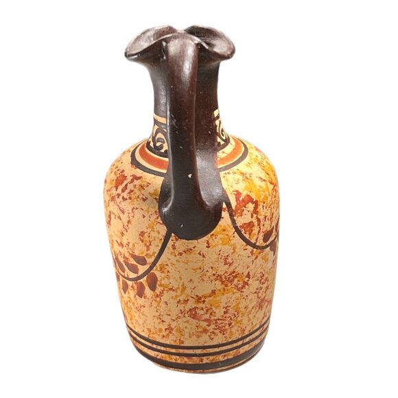 Greek Miniature Pottery Jug Woman Mythology Handle Hand Made in Greece 3" Brown - Picture 8 of 9
